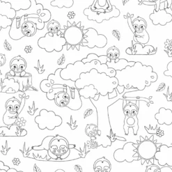 Baumwolle, Ausmalstoff Faultier. Hochwertige Popeline