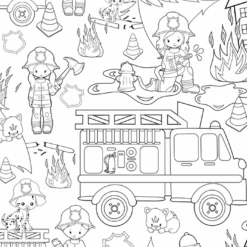 Baumwolle, Ausmalstoff Feuerwehr, Hochwertige Popeline