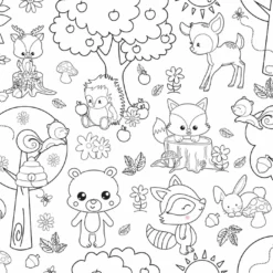 Baumwolle, Ausmalstoff Waldtiere, Hochwertige Popeline