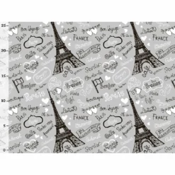 Baumwolle, Fernweh, Paris, Grau, Hochwertige Popeline