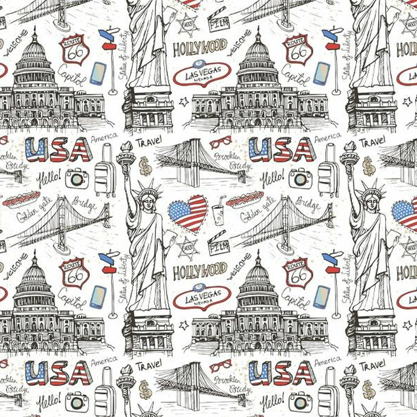 Baumwolle, Fernweh, USA, Hochwertige Popeline 1 Baumwolle, Fernweh, USA, Hochwertige Popeline