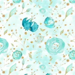 Bio-Jersey, Aqua Flowers, Gold Mint Collection