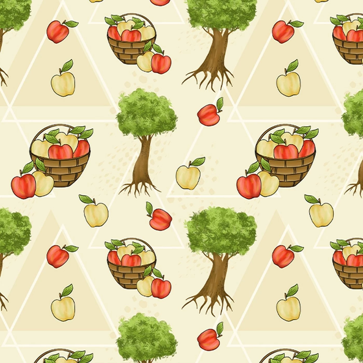 Bio-Jersey, Auf Dem Bauernhof, Obstbäume 1 Bio-Jersey, Auf Dem Bauernhof, Obstbäume