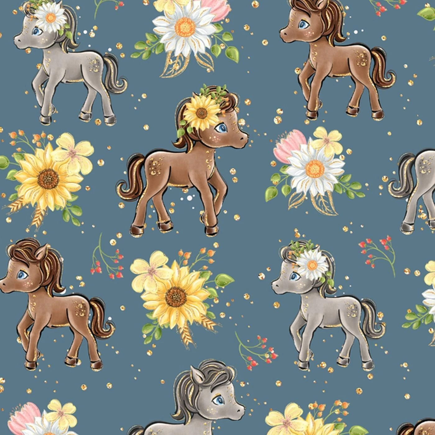 Bio-Jersey, Beautiful Farmlife, Pferde Blau 1 Bio-Jersey, Beautiful Farmlife, Pferde Blau