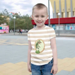 Bio-Jersey, Blockstreifen Grün, Dinomania -Outlet STOFFWELTEN Store bio jersey blockstreifen gruen dinomania3