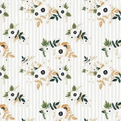 Bio-Jersey, Blumen Auf Streifen Grau, Rehkitz