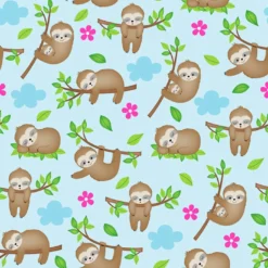 Bio-Jersey Chilly Das Faultier, Kleine Abhänger Auf Blau, Jersey