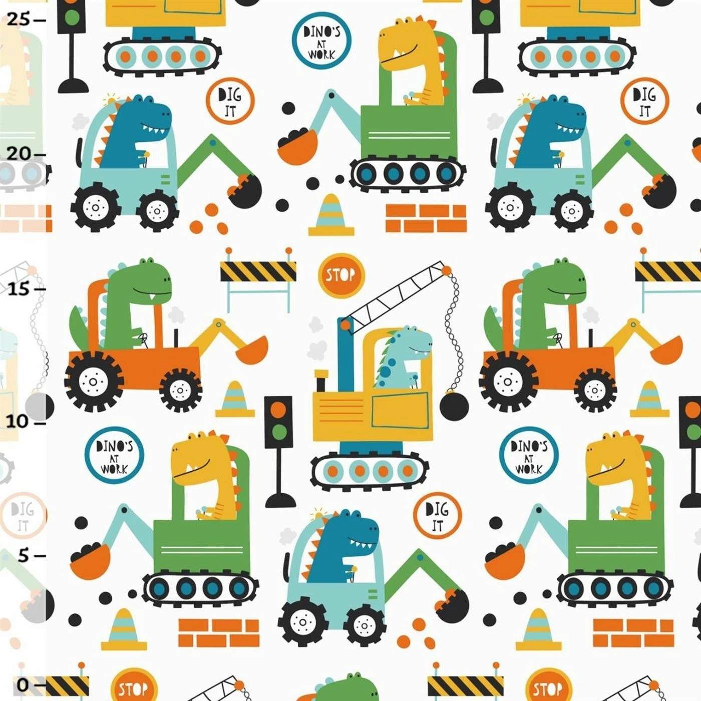 Bio-Jersey, Dinos At Work, Weiß 1 Bio-Jersey, Dinos At Work, Weiß