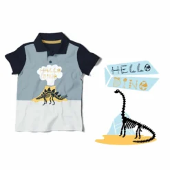 Bio-Jersey, Dinosaurier Kombi - Streifen -Outlet STOFFWELTEN Store bio jersey dinosaurier kombi streifen3