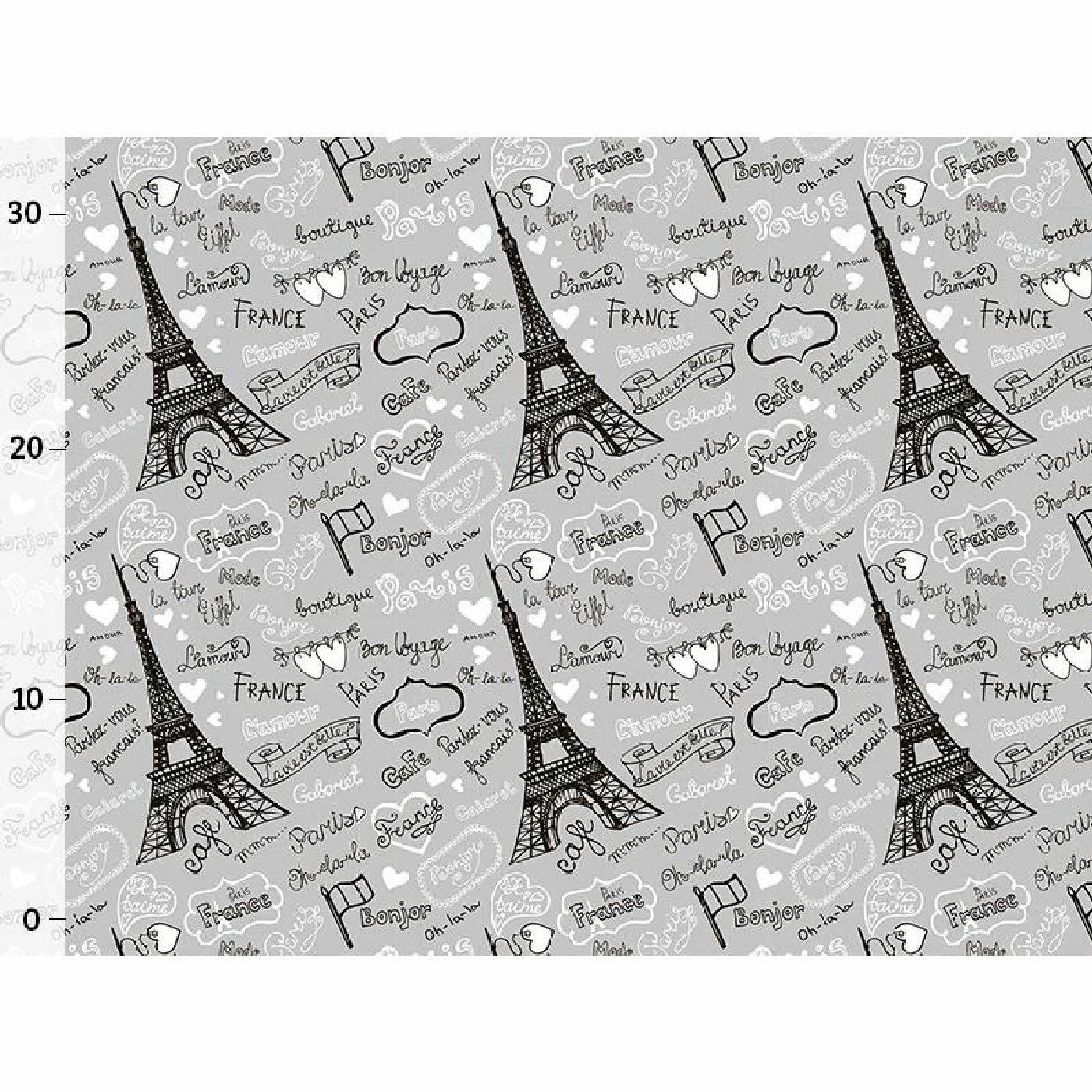 Bio-Jersey, Fernweh, Paris, Grau 1 Bio-Jersey, Fernweh, Paris, Grau