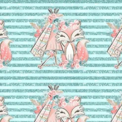 Bio-Jersey, Glitzer Streifen Fuchs Petrol, Fake-Glitzer, Fuchsliebe