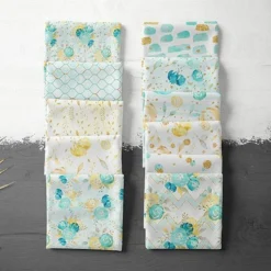 Bio-Jersey, Gold Flowers, Gold Mint Collection -Outlet STOFFWELTEN Store bio jersey gold flowers gold mint collection4