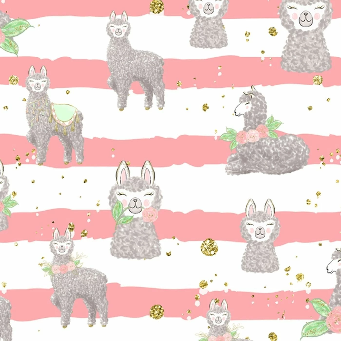 Bio-Jersey, Little Lama, Streifen Rosa 1 Bio-Jersey, Little Lama, Streifen Rosa