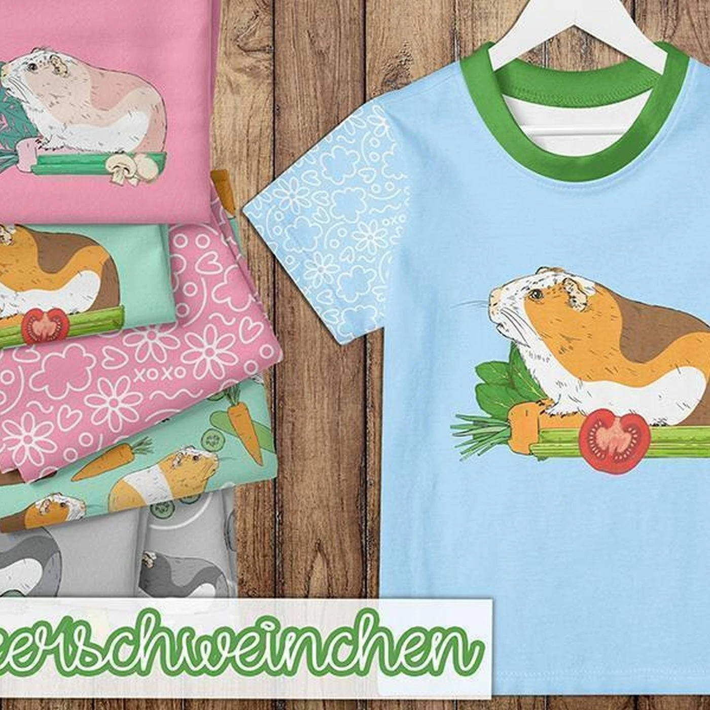 Bio-Jersey, Meerschweinchen, Motive,Hellblau 2 Bio-Jersey, Meerschweinchen, Motive,Hellblau – Bild 2