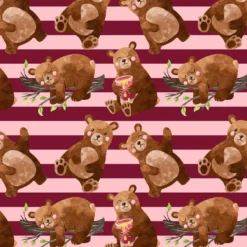 Bio-Jersey, Mutmach Bären, Bären Auf Streifen Rosa Rot