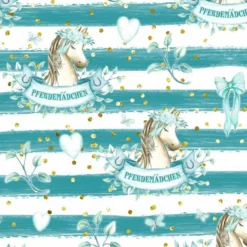 Bio-Jersey, Pferdemädchen, Ponyflüsterin, Petrol Streifen