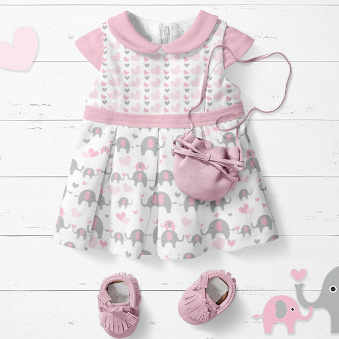 Bio-Jersey, Punkte Rosa, ElefantenLiebe 2 Bio-Jersey, Punkte Rosa, ElefantenLiebe – Bild 2