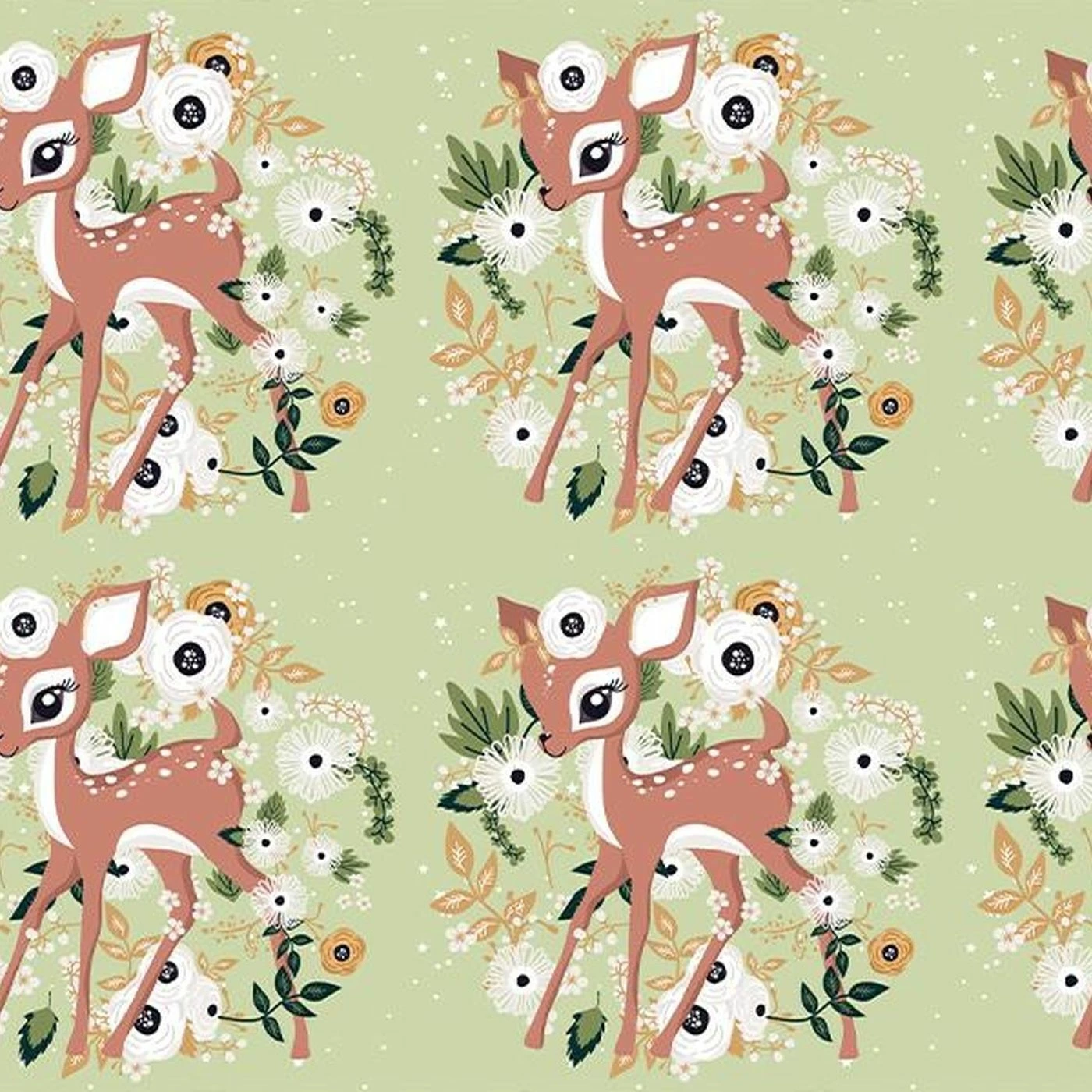 Bio-Jersey, Rehe Auf Grün, Rehkitz 1 Bio-Jersey, Rehe Auf Grün, Rehkitz