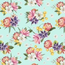 Bio-Jersey, Smiling Friends, Blümchen, Türkis