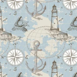 Bio-Jersey, Vintage Sea, Leuchtturm Anker, Blau