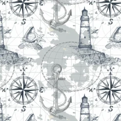 Bio-Jersey, Vintage Sea, Leuchtturm Anker, Graublau