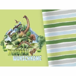 Bio-Jersey WUNSCHNAME Panel + Kombistoff Dino Jungle, Girls, 2 In 1
