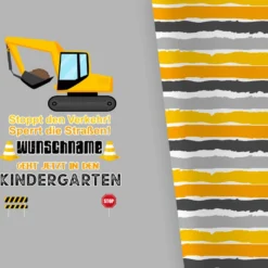 Bio-Jersey WUNSCHNAME Panel + Kombistoff KITA Spezial, Bagger, 2 In 1