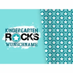 Bio-Jersey WUNSCHNAME Panel + Kombistoff KITA Spezial, Rocks Türkis, 2 In 1