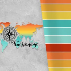 Bio-Jersey WUNSCHNAME XL Panel + Kombistoff Discover The World, Kompass, 2 In 1