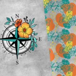 Bio-Jersey XL Panel + Kombistoff Discover The World, Kompass Blume, 2 In 1