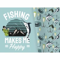 Bio-Jersey XL Panel + Kombistoff Gone Fishing, Makes Me Happy, 2 In 1
