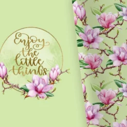 Bio-Jersey XL Panel + Kombistoff Magnolia Love, Enjoy The... Grün, 2 In 1