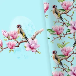 Bio-Jersey XL Panel + Kombistoff Magnolia Love, Türkis, 2 In 1