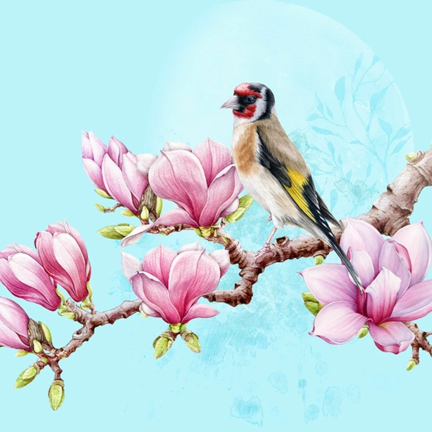 Bio-Jersey XL Panel + Kombistoff Magnolia Love, Türkis, 2 In 1 2 Bio-Jersey XL Panel + Kombistoff Magnolia Love, Türkis, 2 In 1 – Bild 2