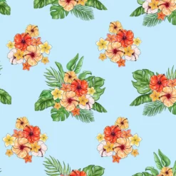 Bio-Jersey,Im Regenwald, Blumen, Türkis