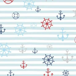 Bio-Jersey,Plain & Nautical, Anker, Streifen Blau