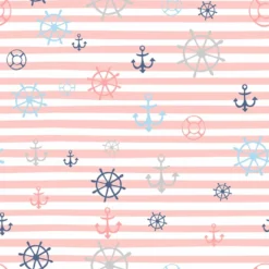 Bio-Jersey,Plain & Nautical, Anker, Streifen Rosa