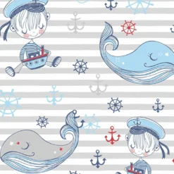 Bio-Jersey,Plain & Nautical, Junge, Streifen Grau