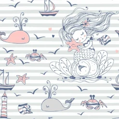 Bio-Jersey,Plain & Nautical, Mädchen, Streifen Grau