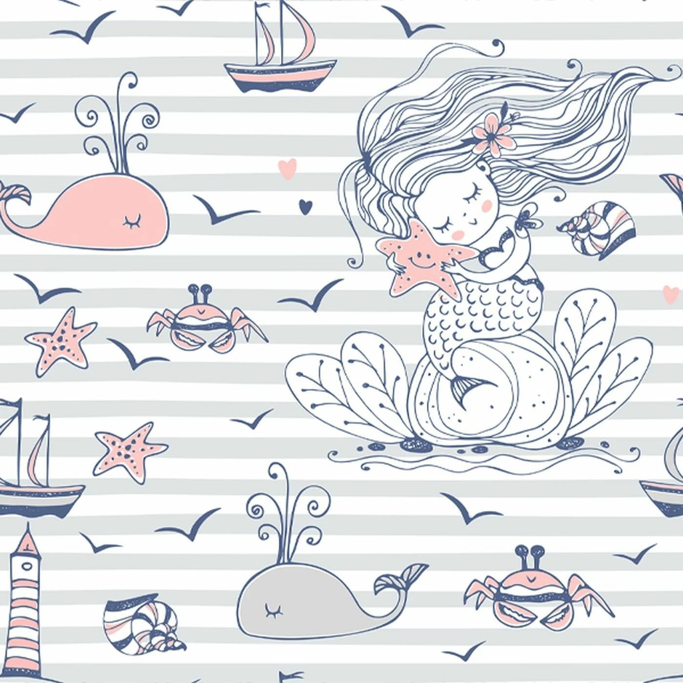 Bio-Jersey,Plain & Nautical, Mädchen, Streifen Grau 1 Bio-Jersey,Plain & Nautical, Mädchen, Streifen Grau