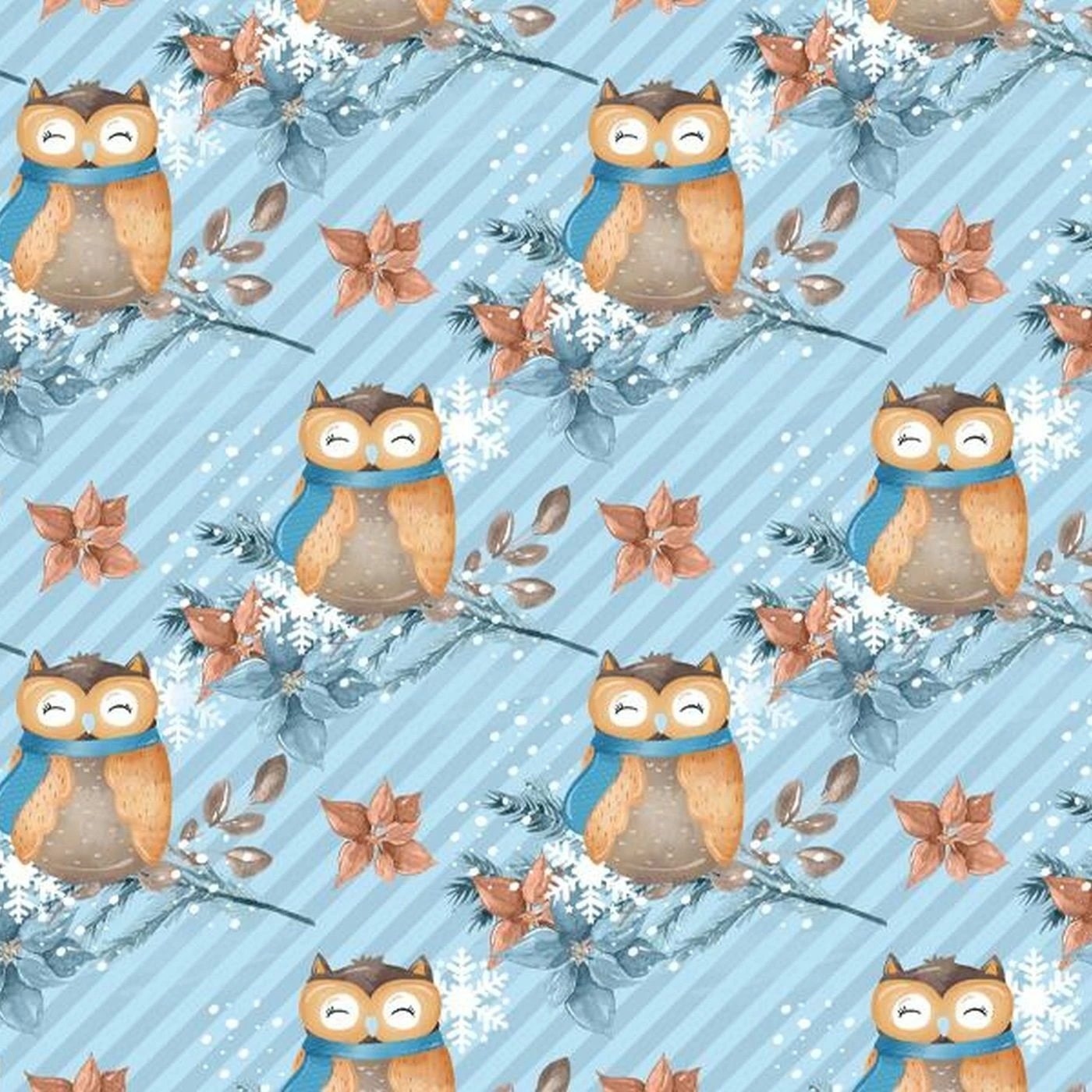 Bio-Sommersweat, Bear & Friends, Eule Auf Blau Gestreift 1 Bio-Sommersweat, Bear & Friends, Eule Auf Blau Gestreift