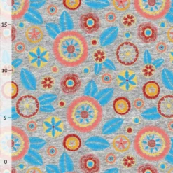 Bio-Sommersweat, Embroidery, Kombistoff Blau, Grau Melange