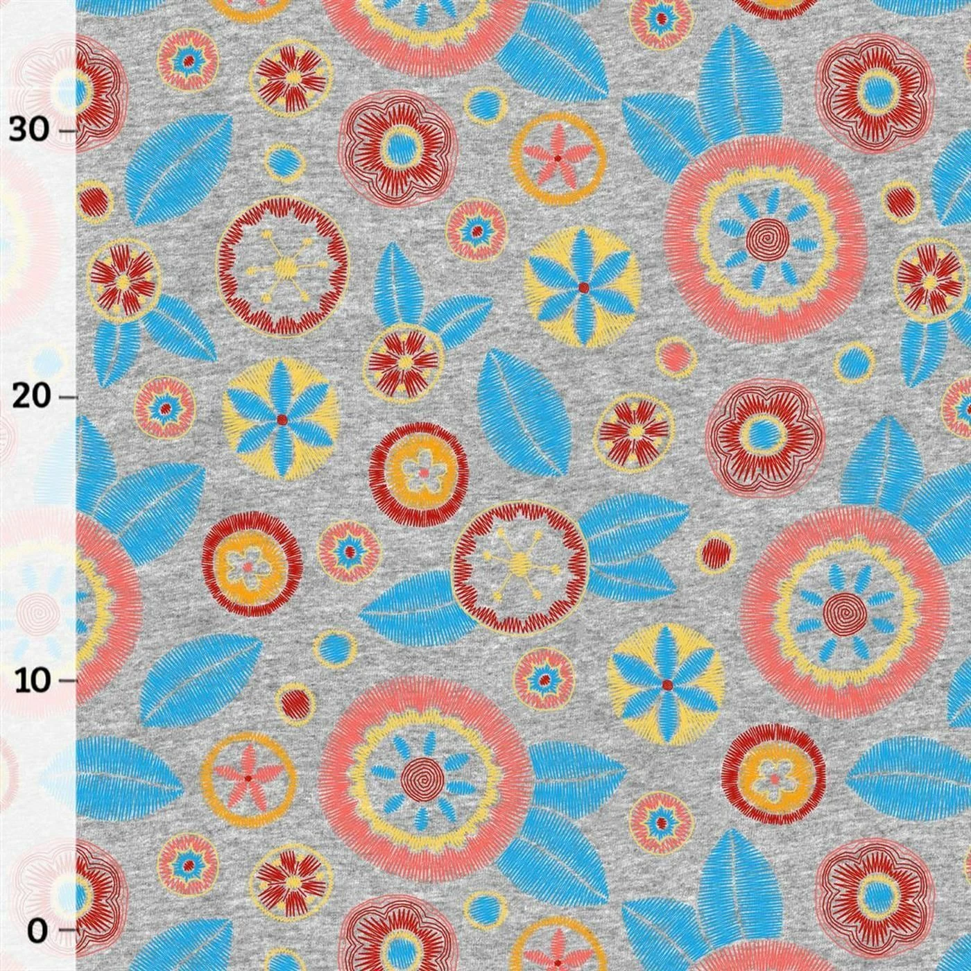 Bio-Sommersweat, Embroidery, Kombistoff Blau Groß, Grau Melange 1 Bio-Sommersweat, Embroidery, Kombistoff Blau Groß, Grau Melange