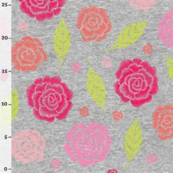 Bio-Sommersweat, Embroidery, Kombistoff Rosen, Grau Melange