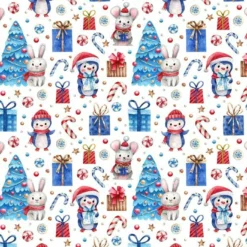 Bio-Sommersweat, Schneemannparty, Pinguin & Maus, Weiß