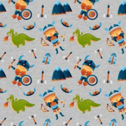 Bio-Sommersweat, WIKINGER-KIND, Auf Grau Meliert, Wikinger & Drachen