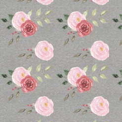 Bio-Sommersweat, Wild Roses II Auf Grau Meliert