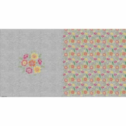 Bio-Sommersweat, XL PANEL + Kombistoff, Embroidery, 7 Blüten, Grau Melange -Outlet STOFFWELTEN Store bio sommersweat xl panel kombistoff embroidery 7 blueten grau melange3