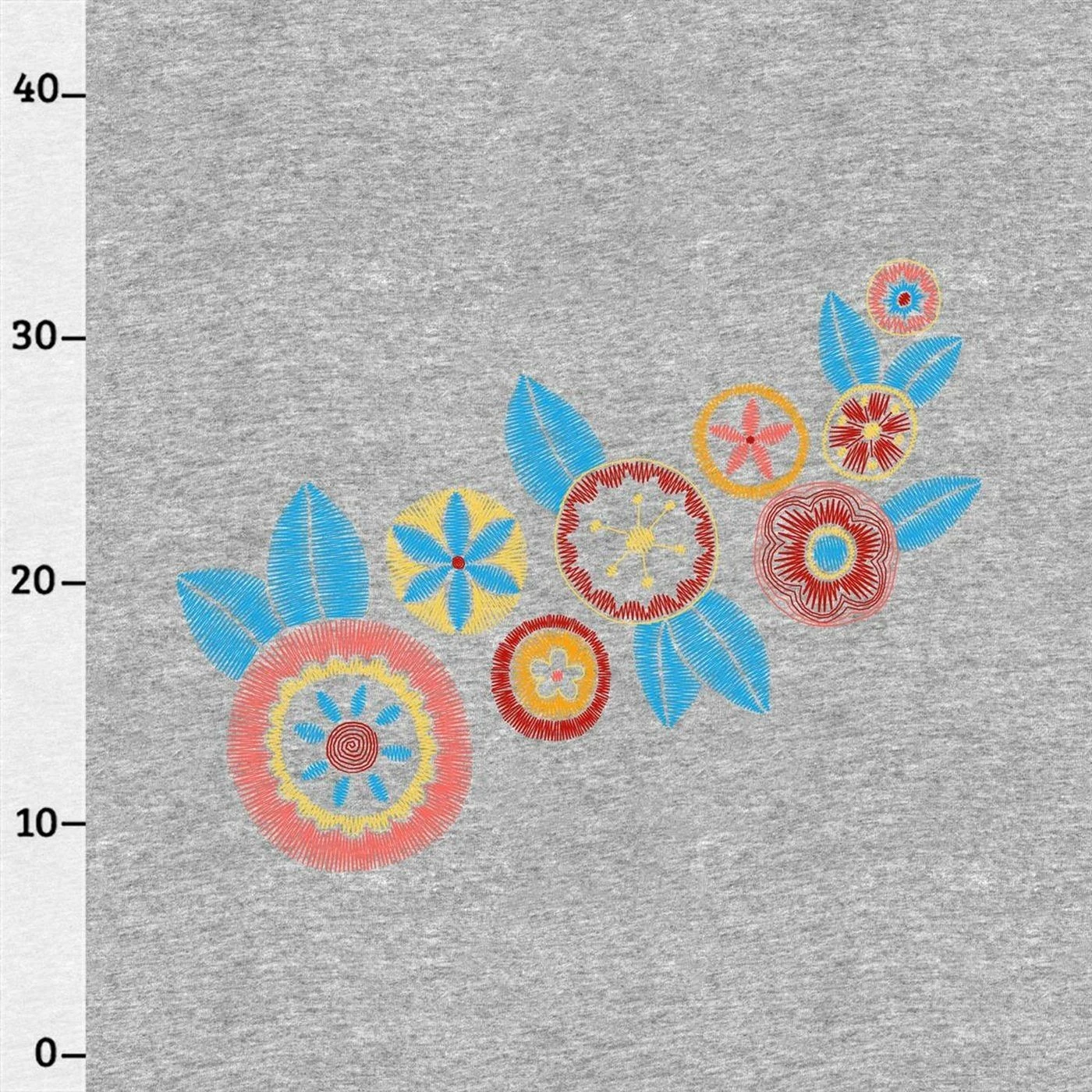 Bio-Sommersweat, XL PANEL + Kombistoff, Embroidery, Blau, Grau Melange 2 Bio-Sommersweat, XL PANEL + Kombistoff, Embroidery, Blau, Grau Melange – Bild 2