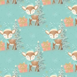 Bio-Sweat Eule & Reh, Reh Und Baum Blau, Sommersweat